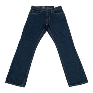 Men's Old Navy Straight Build In Tough Denim Jeans 32x30 Rinse Dark Wash Blue